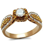 Rose Gold Stainless Steel Ring - AAA CZ Solitaire Jewelry