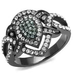 IP Gun Black Stainless Steel Ring with Multi-Color Crystals TK2679