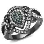 IP Gun Black Stainless Steel Ring with Multi-Color Crystals TK2679