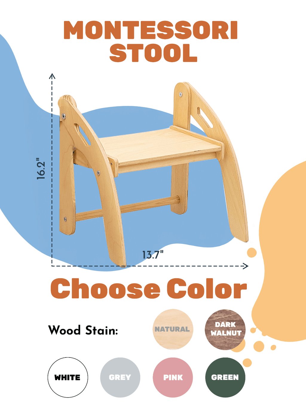 Kid's Wooden Stepping Stool - SJB-DIAMOND ELITES