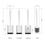 Toilet Brush and Holder Set No Dead Corners Wall-Mounted Toilet Brush Bathroom Accessories Set Toilet Brush And Bracket Set Non Slip Long Handle Soft Silicone Bristles Flexible Toilet Brush Head Wall-Mounted Drip-Proof Stevvex