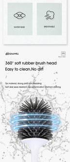 Toilet Brush and Holder Set No Dead Corners Wall-Mounted Toilet Brush Bathroom Accessories Set Toilet Brush And Bracket Set Non Slip Long Handle Soft Silicone Bristles Flexible Toilet Brush Head Wall-Mounted Drip-Proof Stevvex