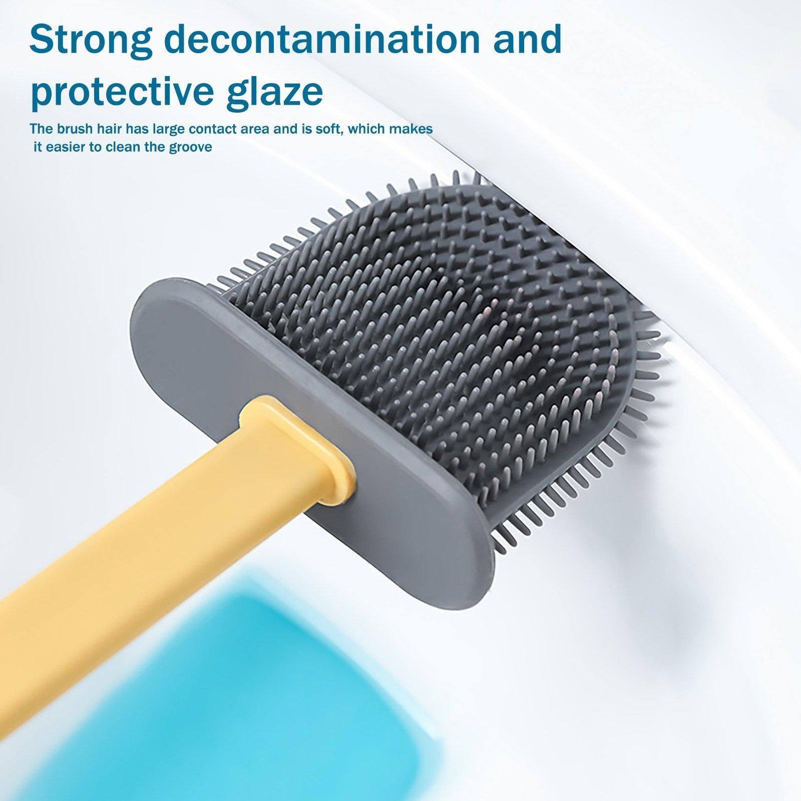 Toilet Brush Holder Sets Wall Hanging Household Floor Standing Soft Bristle Head Bathroom Cleaning Accessories Toilet Brush Set, Silicone Toilet Brush with Holder Wall Mounted With Toilet Bowl Brush And Holder Bendable Brush Head Holder Quickly Drying Stevvex