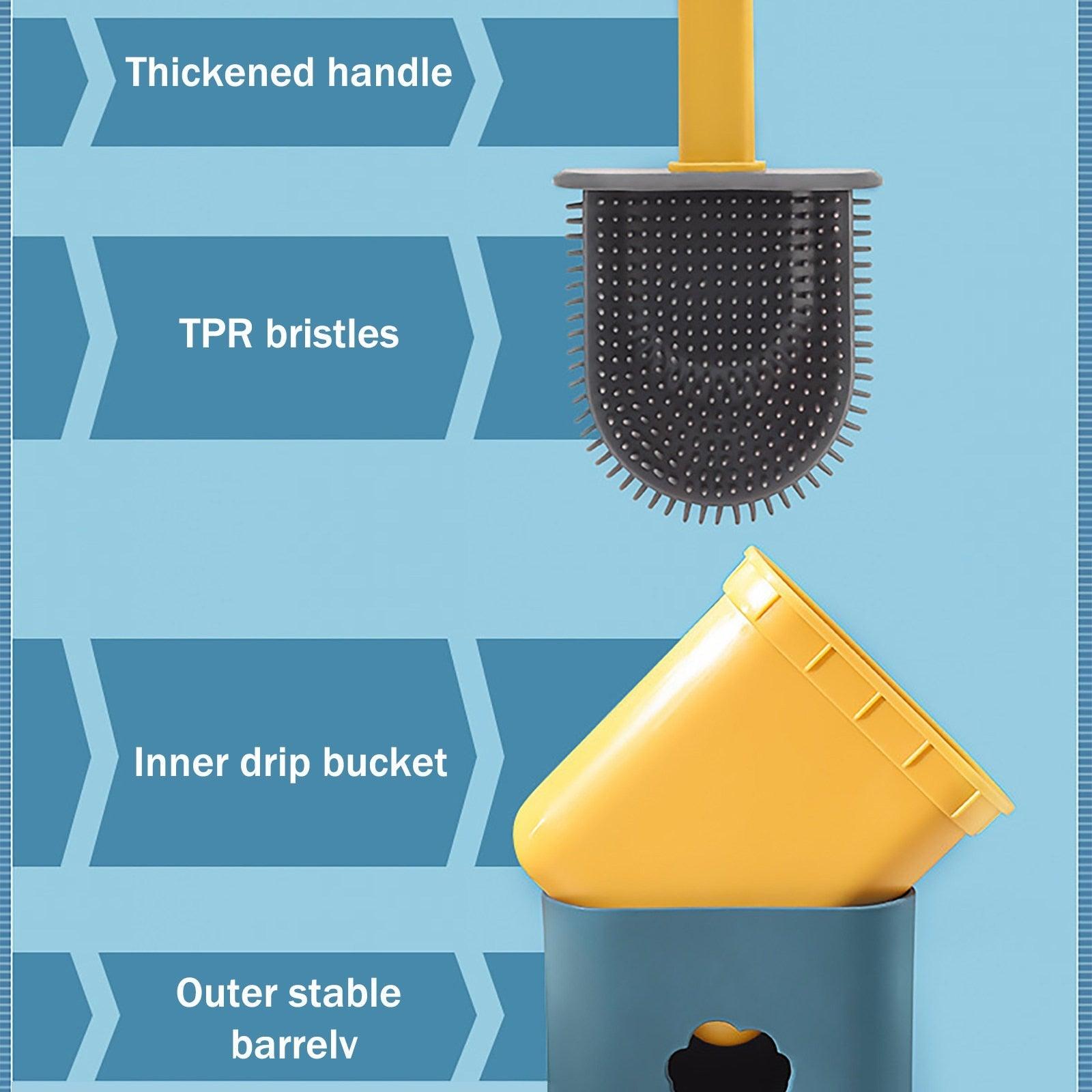 Toilet Brush Holder Sets Wall Hanging Household Floor Standing Soft Bristle Head Bathroom Cleaning Accessories Toilet Brush Set, Silicone Toilet Brush with Holder Wall Mounted With Toilet Bowl Brush And Holder Bendable Brush Head Holder Quickly Drying Stevvex