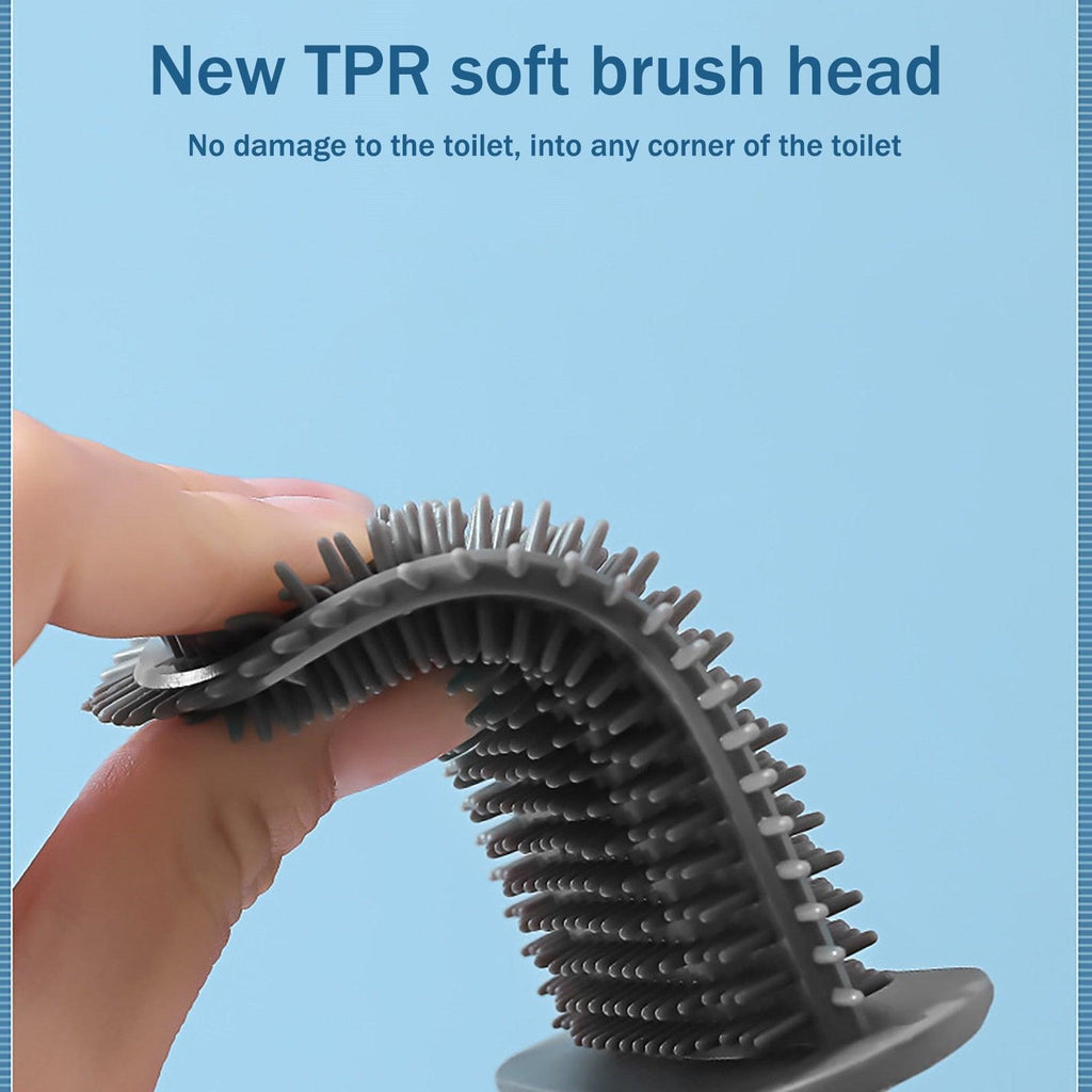 Toilet Brush Holder Sets Wall Hanging Household Floor Standing Soft Bristle Head Bathroom Cleaning Accessories Toilet Brush Set, Silicone Toilet Brush with Holder Wall Mounted With Toilet Bowl Brush And Holder Bendable Brush Head Holder Quickly Drying Stevvex