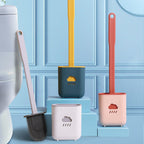 Toilet Brush Holder Sets Wall Hanging Household Floor Standing Soft Bristle Head Bathroom Cleaning Accessories Toilet Brush Set, Silicone Toilet Brush with Holder Wall Mounted With Toilet Bowl Brush And Holder Bendable Brush Head Holder Quickly Drying Stevvex