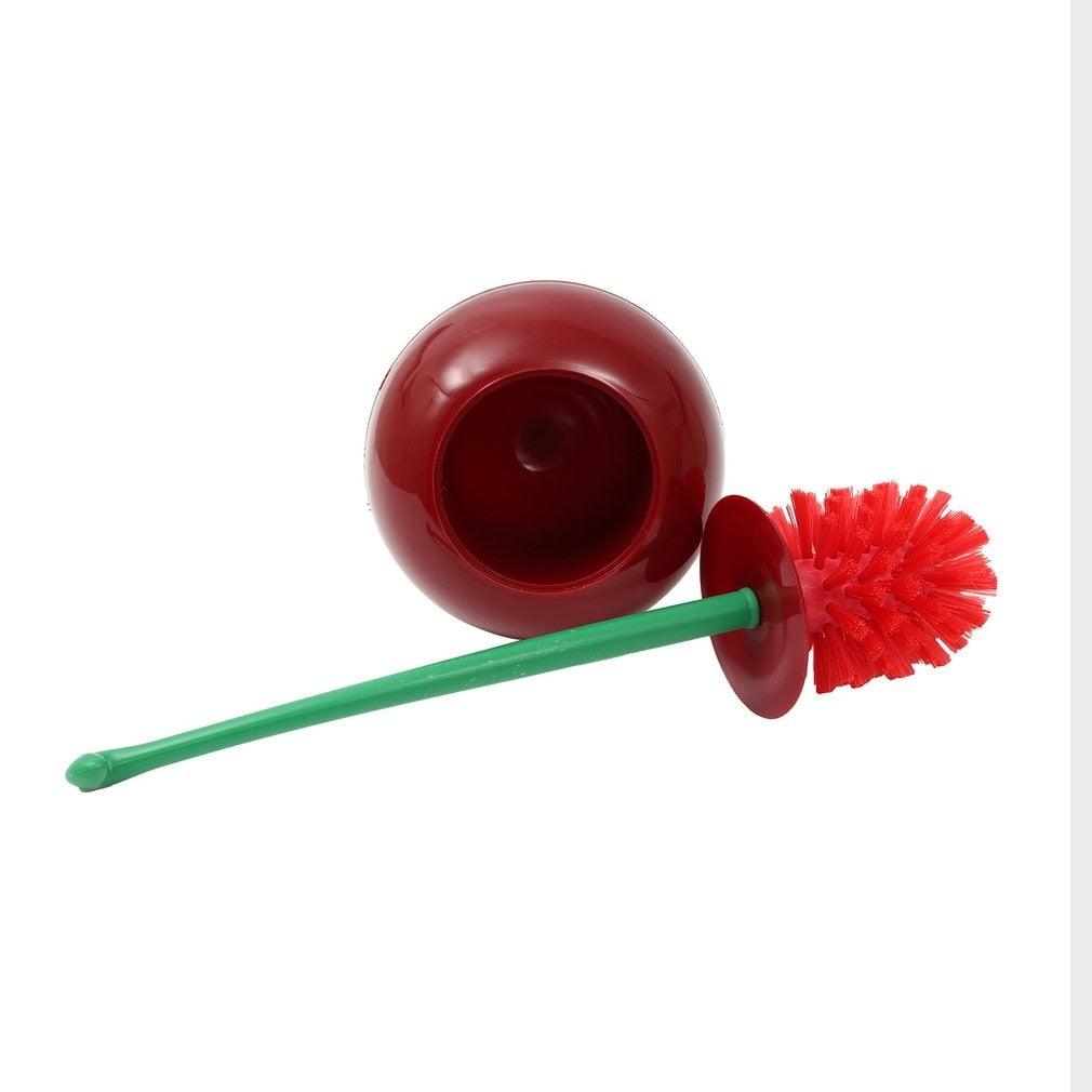 Toilet brush New Lovely Cherry Shape Lavatory Brush Toilet Brush Holder Set Toilet Cherry Shape Toilet Brush Standing Toilet Brush Set Compact Household Bathroom Cherry Toilet Brush Stevvex
