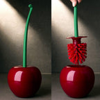 Toilet brush New Lovely Cherry Shape Lavatory Brush Toilet Brush Holder Set Toilet Cherry Shape Toilet Brush Standing Toilet Brush Set Compact Household Bathroom Cherry Toilet Brush Stevvex