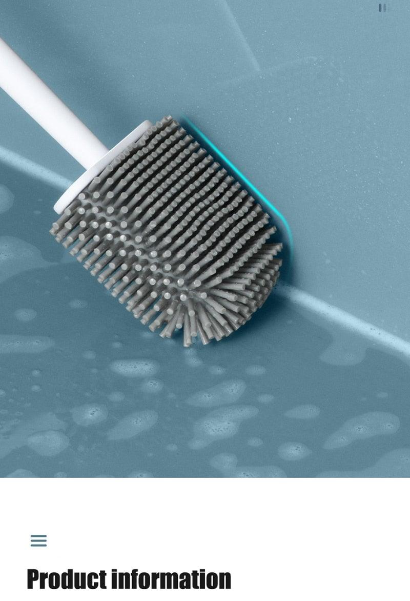 Toilet Brush With Holder Set Long Handled Flex Rubber Silicone Drain Cleaner Brush Wall Mounted Bathroom Accessories Wall Toilet Brush And Holder Set Flexible Toilet Bowl Cleaner Brush With Silicone Bristles Bendable Brush Head To Clean Toilet Stevvex