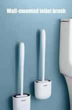 Toilet Brush With Holder Set Long Handled Flex Rubber Silicone Drain Cleaner Brush Wall Mounted Bathroom Accessories Wall Toilet Brush And Holder Set Flexible Toilet Bowl Cleaner Brush With Silicone Bristles Bendable Brush Head To Clean Toilet Stevvex