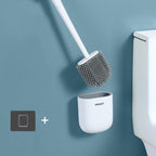 Toilet Brush With Holder Set Long Handled Flex Rubber Silicone Drain Cleaner Brush Wall Mounted Bathroom Accessories Wall Toilet Brush And Holder Set Flexible Toilet Bowl Cleaner Brush With Silicone Bristles Bendable Brush Head To Clean Toilet Stevvex