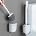 Toilet Brush With Holder Set Long Handled Flex Rubber Silicone Drain Cleaner Brush Wall Mounted Bathroom Accessories Wall Toilet Brush And Holder Set Flexible Toilet Bowl Cleaner Brush With Silicone Bristles Bendable Brush Head To Clean Toilet Stevvex