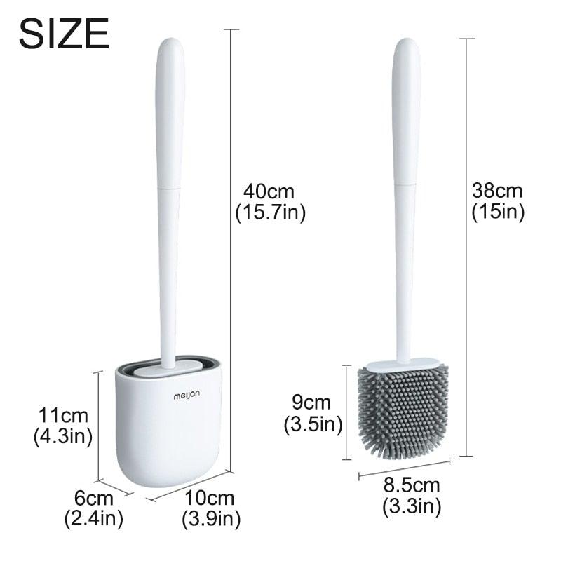 Toilet Brush With Holder Set Long Handled Flex Rubber Silicone Drain Cleaner Brush Wall Mounted Bathroom Accessories Wall Toilet Brush And Holder Set Flexible Toilet Bowl Cleaner Brush With Silicone Bristles Bendable Brush Head To Clean Toilet Stevvex