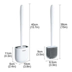 Toilet Brush With Holder Set Long Handled Flex Rubber Silicone Drain Cleaner Brush Wall Mounted Bathroom Accessories Wall Toilet Brush And Holder Set Flexible Toilet Bowl Cleaner Brush With Silicone Bristles Bendable Brush Head To Clean Toilet Stevvex