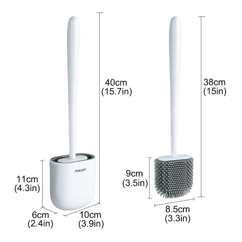 Toilet Brush With Holder Set Long Handled Flex Rubber Silicone Drain Cleaner Brush Wall Mounted Bathroom Accessories Wall Toilet Brush And Holder Set Flexible Toilet Bowl Cleaner Brush With Silicone Bristles Bendable Brush Head To Clean Toilet Stevvex