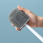 Toilet Brush With Holder Set Long Handled Flex Rubber Silicone Drain Cleaner Brush Wall Mounted Bathroom Accessories Wall Toilet Brush And Holder Set Flexible Toilet Bowl Cleaner Brush With Silicone Bristles Bendable Brush Head To Clean Toilet Stevvex
