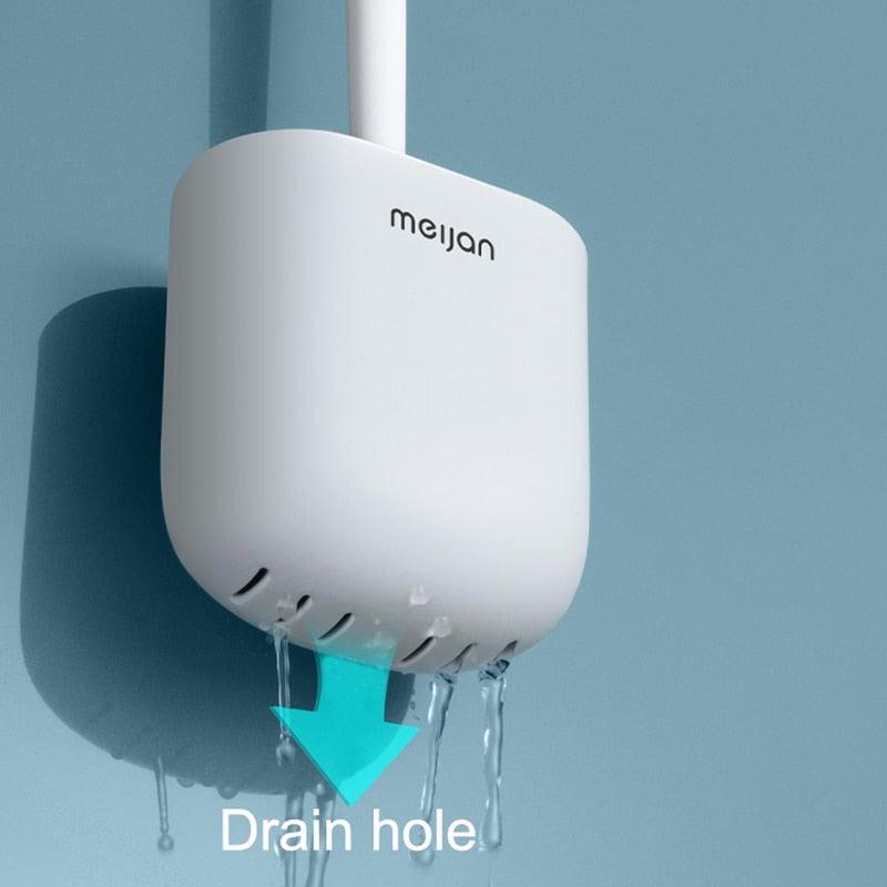 Toilet Brush With Holder Set Long Handled Flex Rubber Silicone Drain Cleaner Brush Wall Mounted Bathroom Accessories Wall Toilet Brush And Holder Set Flexible Toilet Bowl Cleaner Brush With Silicone Bristles Bendable Brush Head To Clean Toilet Stevvex