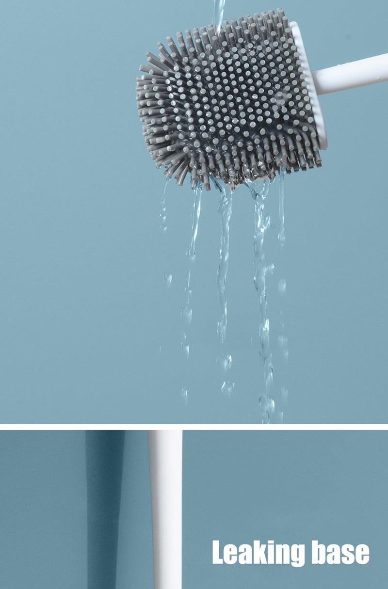 Toilet Brush With Holder Set Long Handled Flex Rubber Silicone Drain Cleaner Brush Wall Mounted Bathroom Accessories Wall Toilet Brush And Holder Set Flexible Toilet Bowl Cleaner Brush With Silicone Bristles Bendable Brush Head To Clean Toilet Stevvex