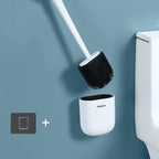 Toilet Brush With Holder Set Long Handled Flex Rubber Silicone Drain Cleaner Brush Wall Mounted Bathroom Accessories Wall Toilet Brush And Holder Set Flexible Toilet Bowl Cleaner Brush With Silicone Bristles Bendable Brush Head To Clean Toilet Stevvex