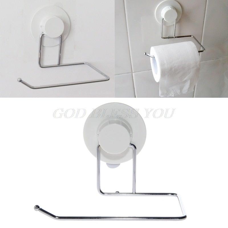 Toilet Paper Holder Bathroom Suction Hanger Tissue Rack Kitchen Towel Hook Powerful Vacuum Suction Cup Toilet Paper Roll Holder Wall Mount Towel Tissue Rack For Bathroom And Kitchen-Drill Free Stevvex