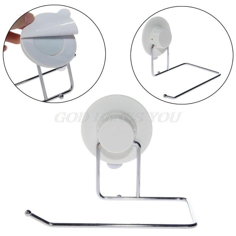Toilet Paper Holder Bathroom Suction Hanger Tissue Rack Kitchen Towel Hook Powerful Vacuum Suction Cup Toilet Paper Roll Holder Wall Mount Towel Tissue Rack For Bathroom And Kitchen-Drill Free Stevvex