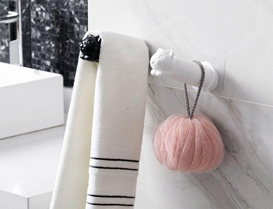Toilet Paper Holder Cat Kitchen Roll Holder Adhesive Wall Towel Rack Creative Bathroom Tissue Hanger Paper Towel Holder Toliet Paper Holder Stevvex