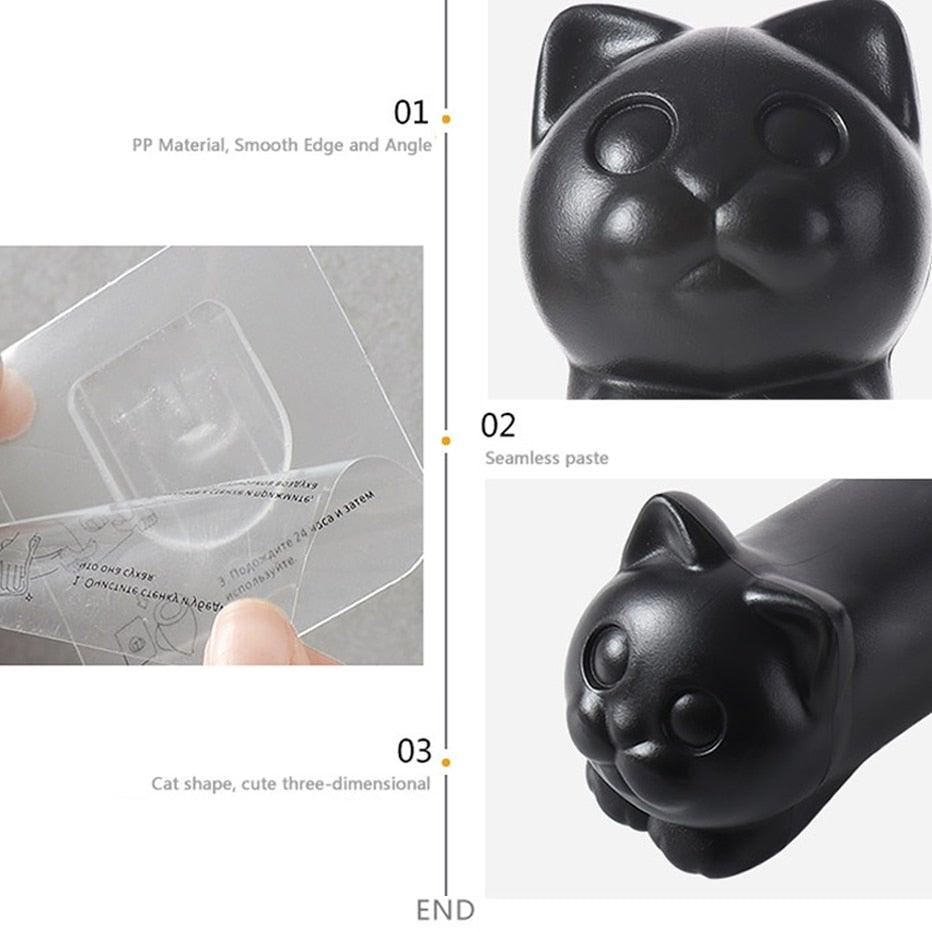 Toilet Paper Holder Cat Kitchen Roll Holder Adhesive Wall Towel Rack Creative Bathroom Tissue Hanger Paper Towel Holder Toliet Paper Holder Stevvex