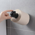 Toilet Paper Holder Cat Kitchen Roll Holder Adhesive Wall Towel Rack Creative Bathroom Tissue Hanger Paper Towel Holder Toliet Paper Holder Stevvex