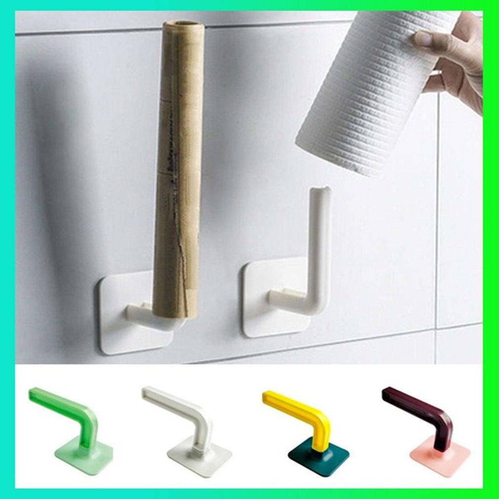 Toilet Paper Holder Hole-Free Tissue Rack Wall-Mounted Shelf Kitchen Bathroom Roll Paper Storage Window Handles Plastic Rustproof Paper Roll Holder No Drilling Easy To Install The Bathroom Accessory Suitable For Office Kitchen Bathroom Stevvex