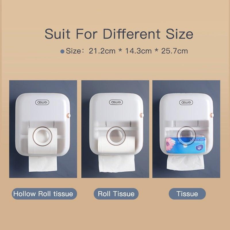 Toilet Paper Holder Stand Wall Mounted Waterproof Paper Towel Dispenser Holder Tissue Box Toilet Roll Holder For Toilet Paper Toilet Paper Roll Holder With Shelf And Drawer Adhesive Bathroom Tissue Box Holder Wall Mount Facial Toilet Tissue Paper Storage Stevvex
