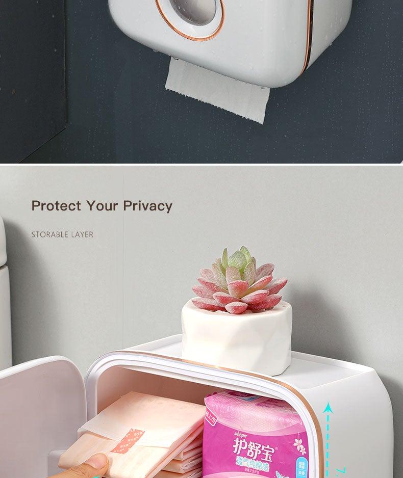 Toilet Paper Holder Stand Wall Mounted Waterproof Paper Towel Dispenser Holder Tissue Box Toilet Roll Holder For Toilet Paper Toilet Paper Roll Holder With Shelf And Drawer Adhesive Bathroom Tissue Box Holder Wall Mount Facial Toilet Tissue Paper Storage Stevvex