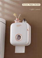 Toilet Paper Holder Stand Wall Mounted Waterproof Paper Towel Dispenser Holder Tissue Box Toilet Roll Holder For Toilet Paper Toilet Paper Roll Holder With Shelf And Drawer Adhesive Bathroom Tissue Box Holder Wall Mount Facial Toilet Tissue Paper Storage Stevvex