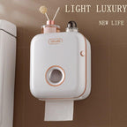 Toilet Paper Holder Stand Wall Mounted Waterproof Paper Towel Dispenser Holder Tissue Box Toilet Roll Holder For Toilet Paper Toilet Paper Roll Holder With Shelf And Drawer Adhesive Bathroom Tissue Box Holder Wall Mount Facial Toilet Tissue Paper Storage Stevvex
