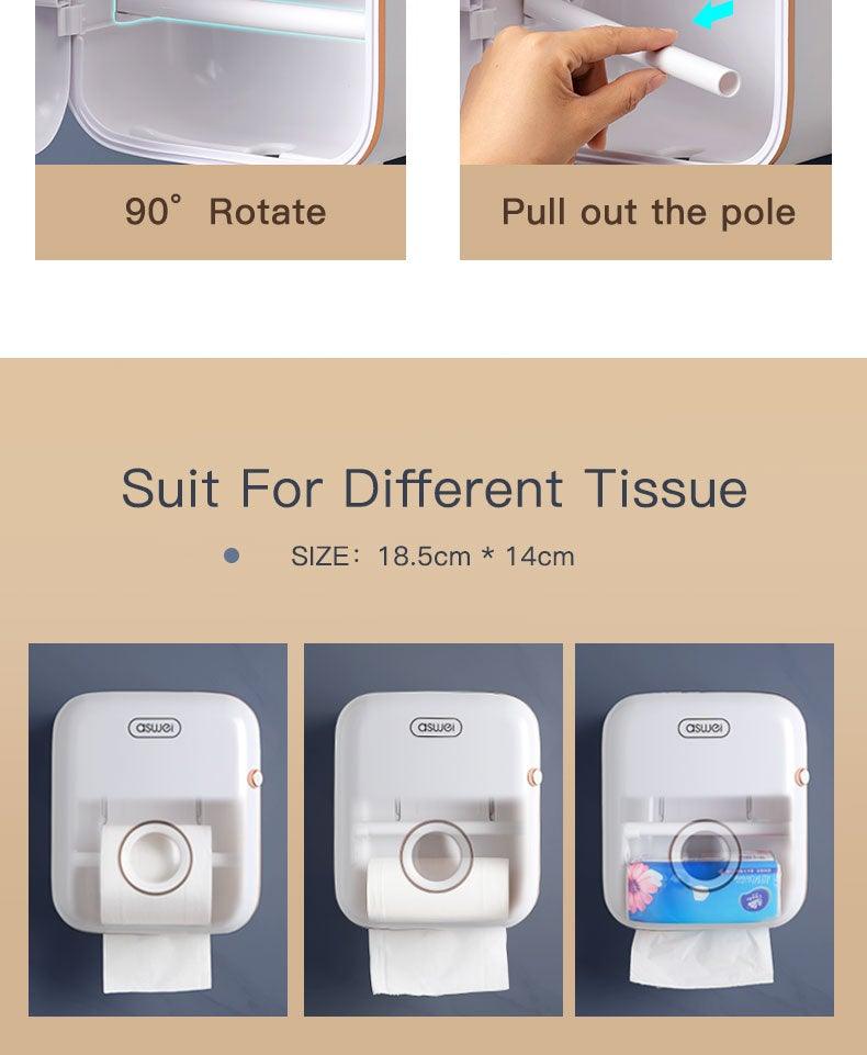 Toilet Paper Holder Stand Wall Mounted Waterproof Paper Towel Dispenser Holder Tissue Box Toilet Roll Holder For Toilet Paper Toilet Paper Roll Holder With Shelf And Drawer Adhesive Bathroom Tissue Box Holder Wall Mount Facial Toilet Tissue Paper Storage Stevvex