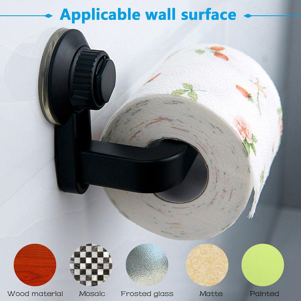 Toilet Paper Holder Super Storage Suction Cup Wall Mount Removable Rack Suction Cup Toilet Paper Holder  Wall Mount Plastic Tissue Roll Dispenser For Bathroom And Kitchen Stevvex