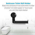 Toilet Paper Holder Super Storage Suction Cup Wall Mount Removable Rack Suction Cup Toilet Paper Holder  Wall Mount Plastic Tissue Roll Dispenser For Bathroom And Kitchen Stevvex