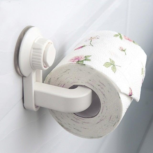 Toilet Paper Holder Super Storage Suction Cup Wall Mount Removable Rack Suction Cup Toilet Paper Holder  Wall Mount Plastic Tissue Roll Dispenser For Bathroom And Kitchen Stevvex