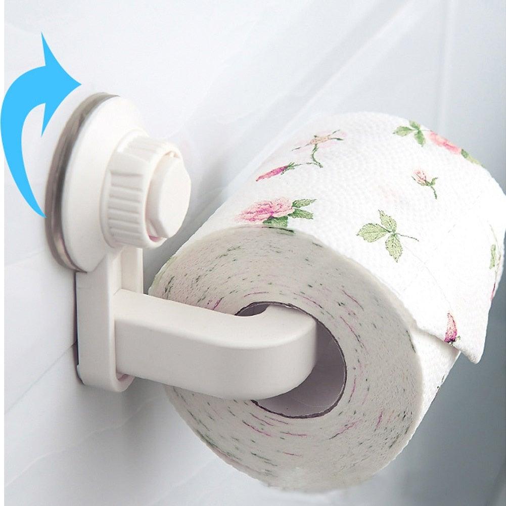 Toilet Paper Holder Super Storage Suction Cup Wall Mount Removable Rack Suction Cup Toilet Paper Holder  Wall Mount Plastic Tissue Roll Dispenser For Bathroom And Kitchen Stevvex