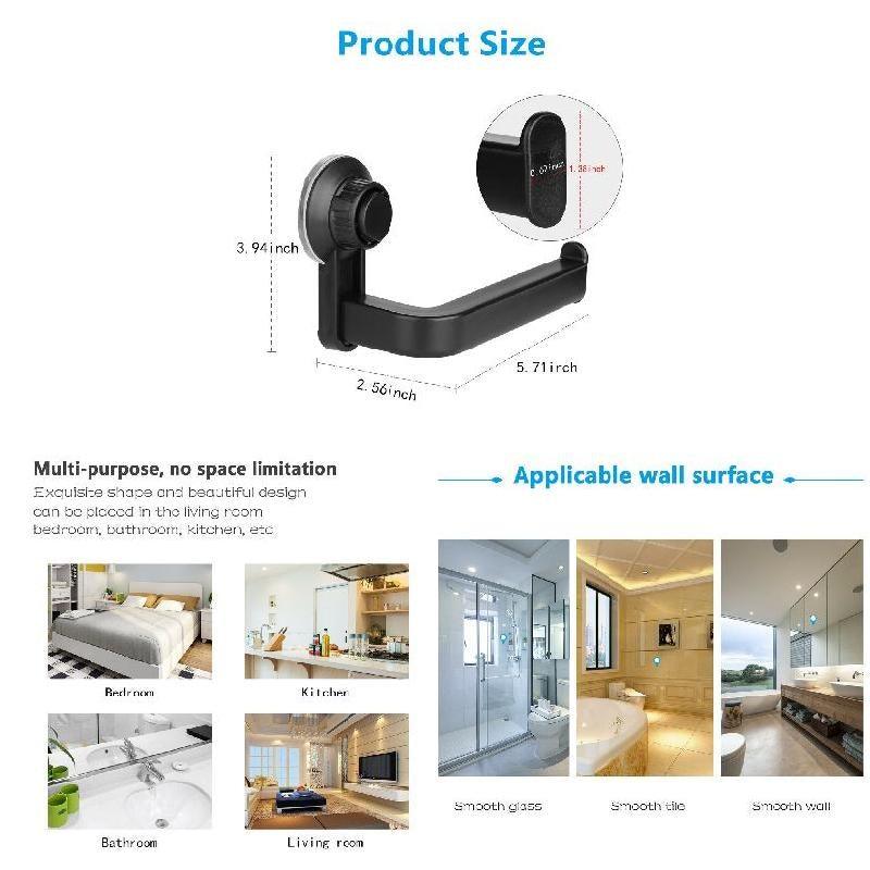 Toilet Paper Holder Super Storage Suction Cup Wall Mount Removable Rack Suction Cup Toilet Paper Holder  Wall Mount Plastic Tissue Roll Dispenser For Bathroom And Kitchen Stevvex