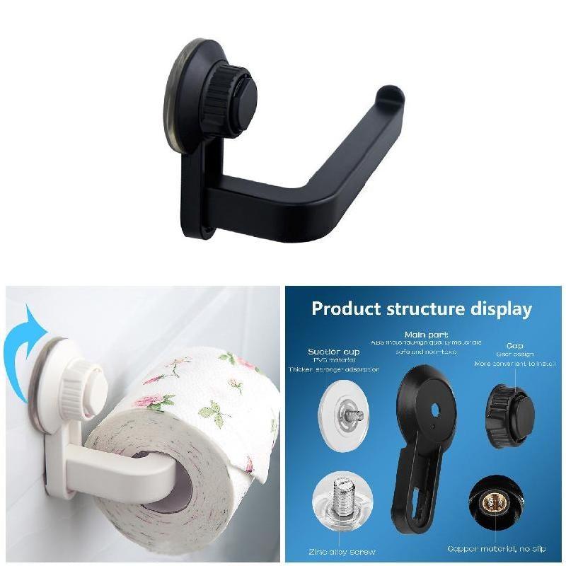 Toilet Paper Holder Super Storage Suction Cup Wall Mount Removable Rack Suction Cup Toilet Paper Holder  Wall Mount Plastic Tissue Roll Dispenser For Bathroom And Kitchen Stevvex