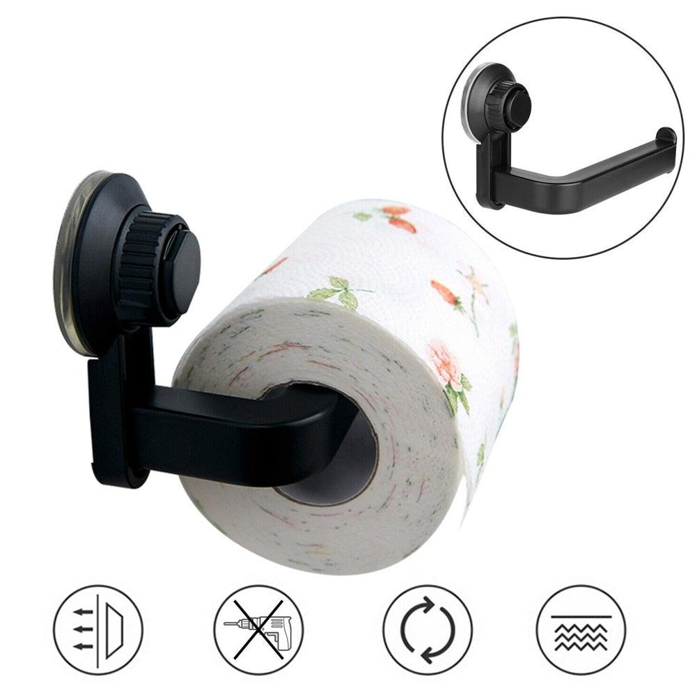 Toilet Paper Holder Super Storage Suction Cup Wall Mount Removable Rack Suction Cup Toilet Paper Holder  Wall Mount Plastic Tissue Roll Dispenser For Bathroom And Kitchen Stevvex