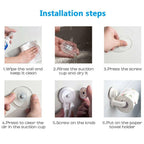 Toilet Paper Holder Super Storage Suction Cup Wall Mount Removable Rack Suction Cup Toilet Paper Holder  Wall Mount Plastic Tissue Roll Dispenser For Bathroom And Kitchen Stevvex