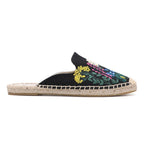 Top Cotton Rubber Flowers Summer Indoor Women's Espadrilles Flat Bottom Shoes Slippers Linen Slip-On Shoes With Lightweight Drop-in Heel Design Braided Beautiful Espadrilles
