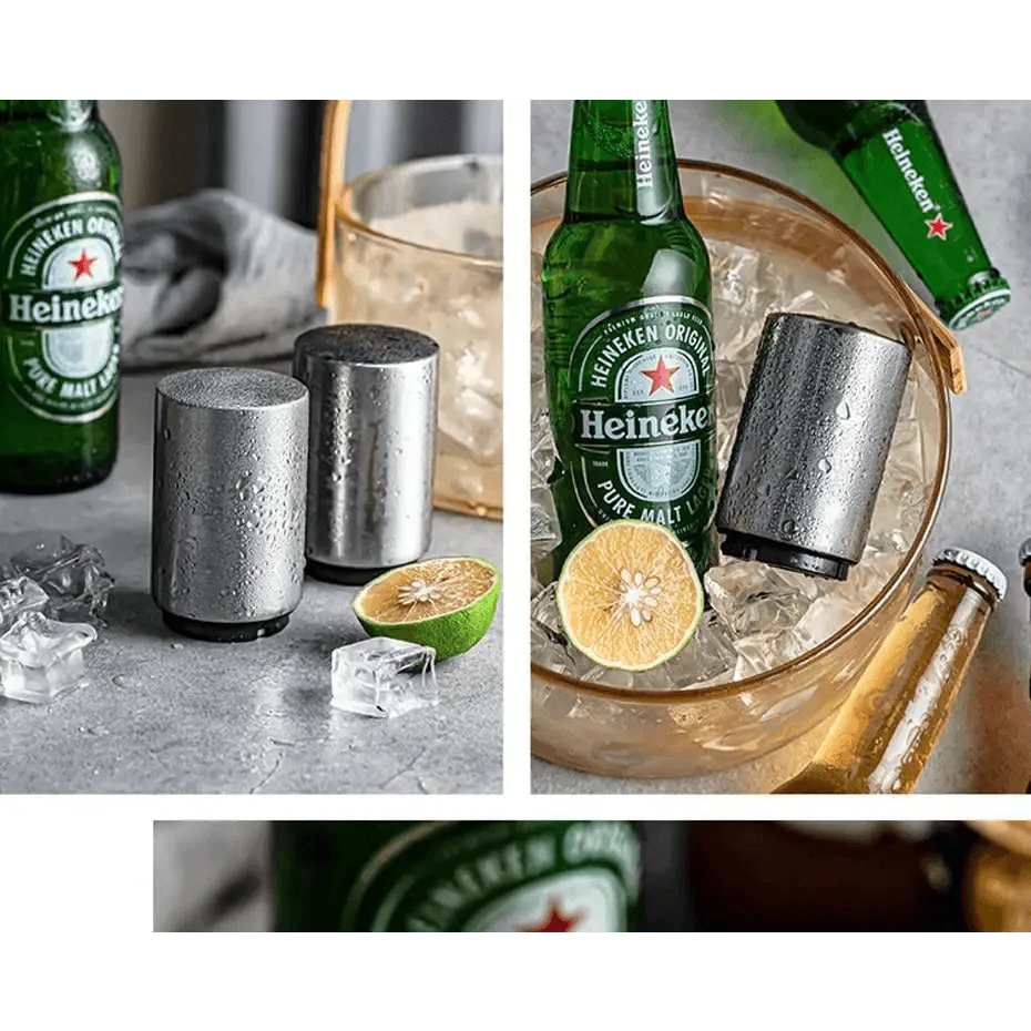 Automatic Beer Bottle Opener Magnet Beer Opener Stainless Steel Push Down Opener Wine Beer Soda Cap Opener Kitchen Accessories Stevvex