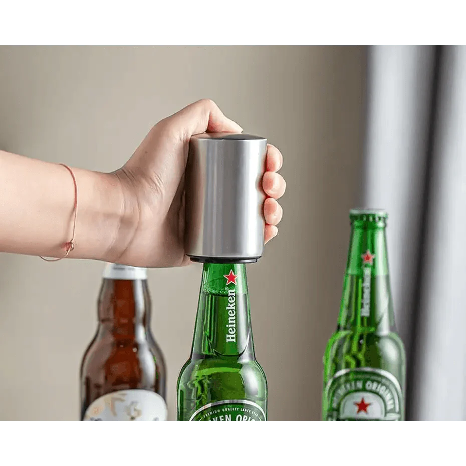 Automatic Beer Bottle Opener Magnet Beer Opener Stainless Steel Push Down Opener Wine Beer Soda Cap Opener Kitchen Accessories Stevvex