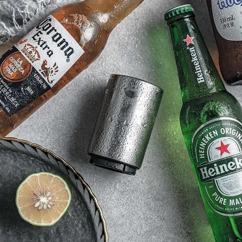 Automatic Beer Bottle Opener Magnet Beer Opener Stainless Steel Push Down Opener Wine Beer Soda Cap Opener Kitchen Accessories Stevvex