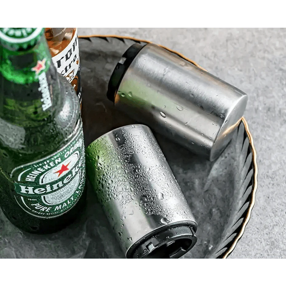 Automatic Beer Bottle Opener Magnet Beer Opener Stainless Steel Push Down Opener Wine Beer Soda Cap Opener Kitchen Accessories Stevvex