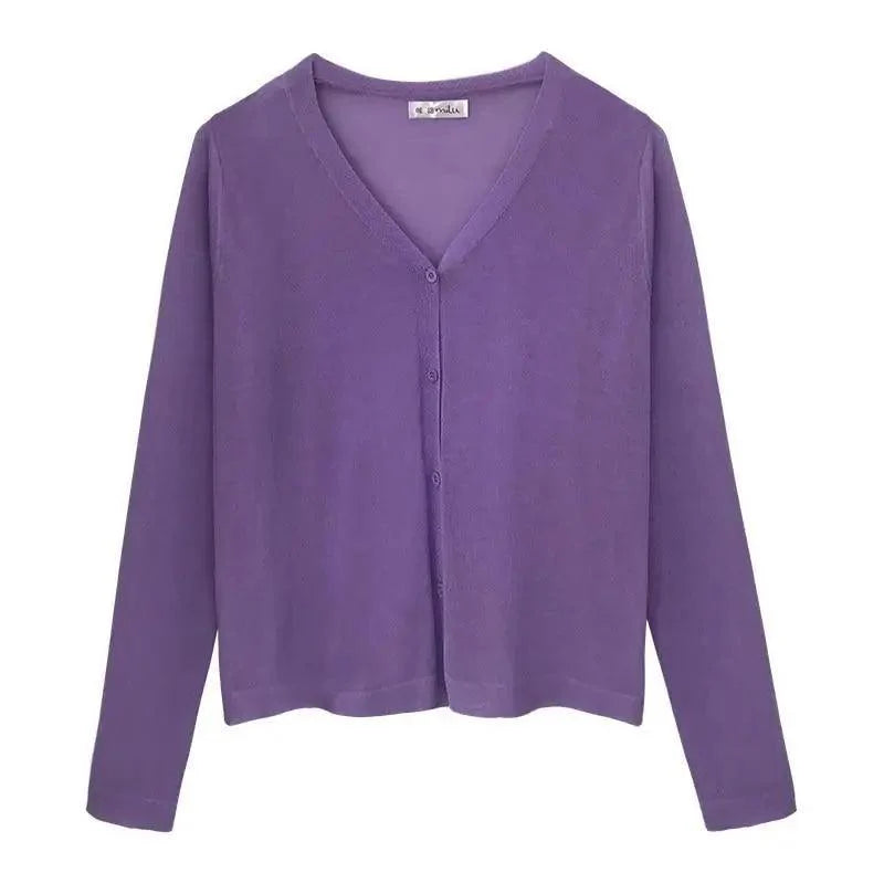Cardigan For Women Long Sleeve Cardigan Summer Cropped Cardigan Knitted V neck Thin Ice Silk Sweaters Sunscreen Shirt Tops Stevvex