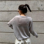 Cardigan For Women Long Sleeve Cardigan Summer Cropped Cardigan Knitted V neck Thin Ice Silk Sweaters Sunscreen Shirt Tops Stevvex