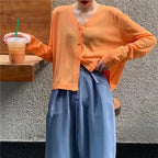 Cardigan For Women Long Sleeve Cardigan Summer Cropped Cardigan Knitted V neck Thin Ice Silk Sweaters Sunscreen Shirt Tops Stevvex